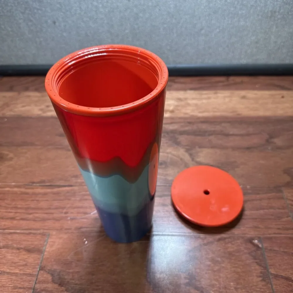 Starbucks Summer 2021 Color Wave Red Aqua Blue 24oz Venti Cold Cup Tumbler